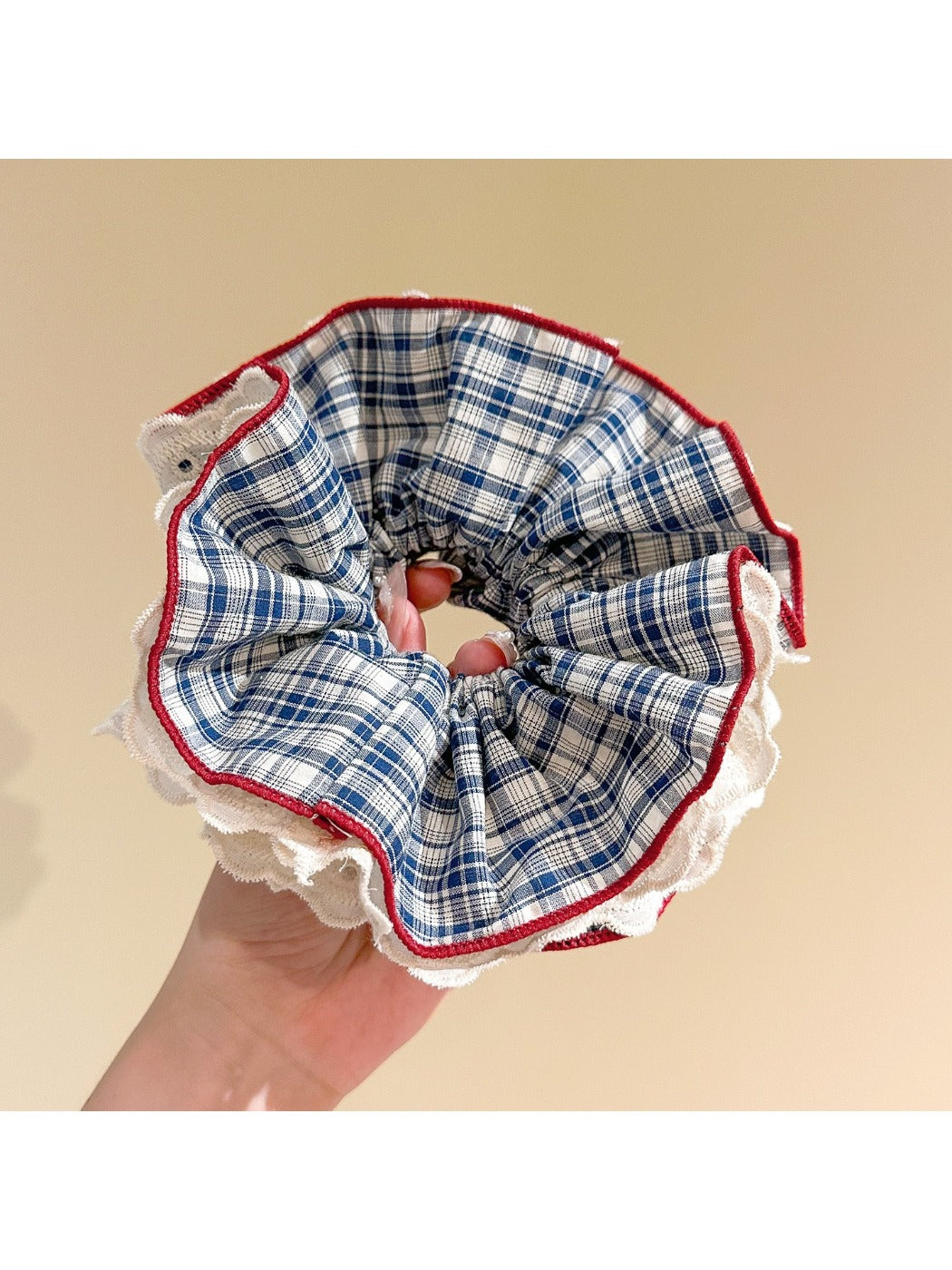 Gifty - Blue Retro Lace Scrunchie