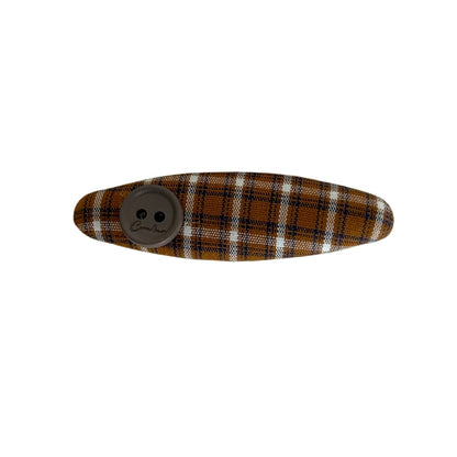 Beau - Oval Plaid Fabric Covered Side Hair Clip