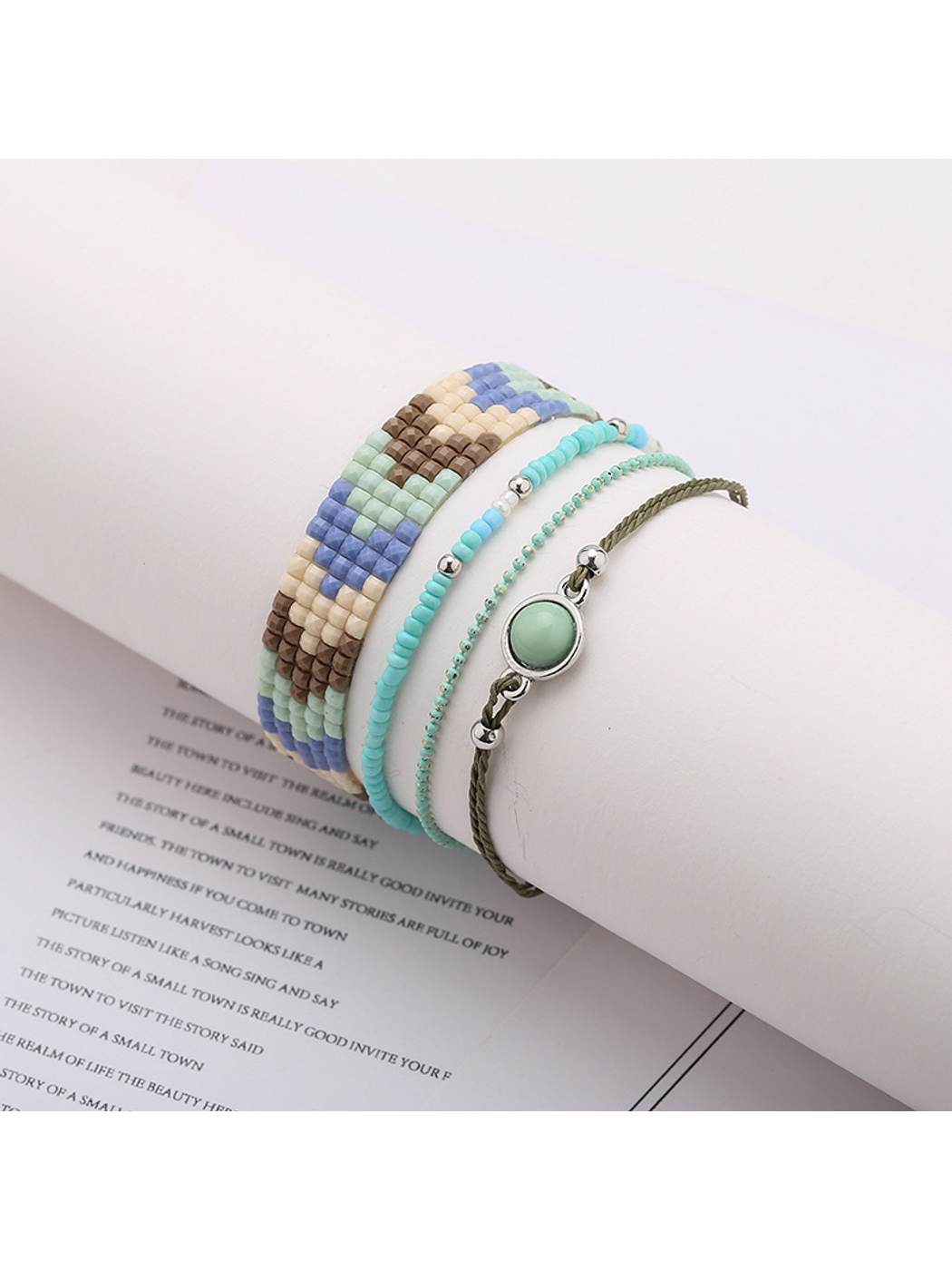 Lovra - Bohemian Beaded Wide Braid Bracelet