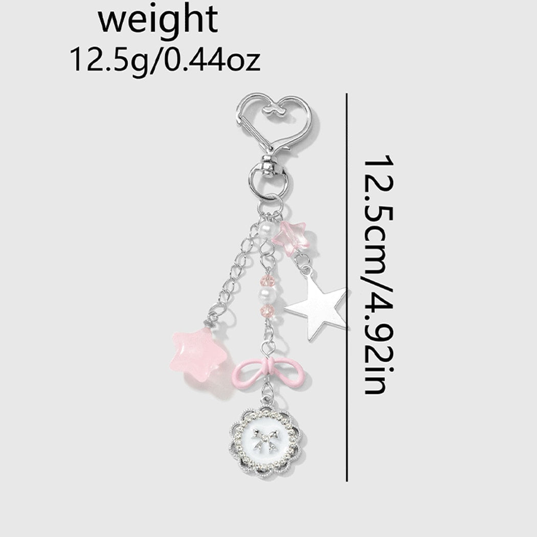Keypus - Sweet Pink Star and Peach Keychain