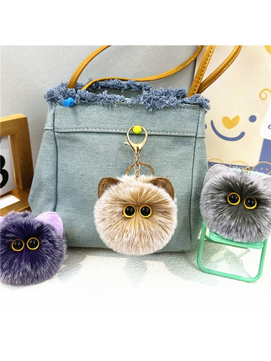 Keypus - Cat Pompom Bag Charm Keychain