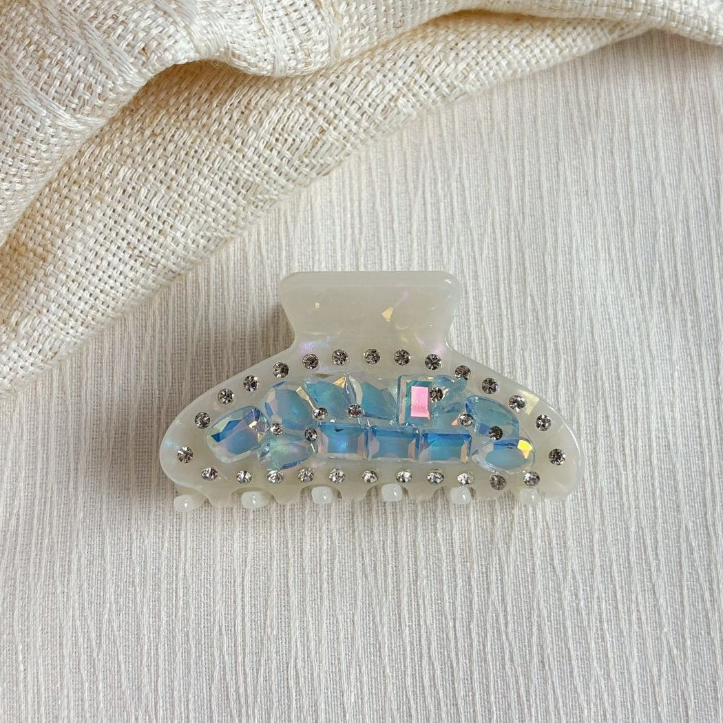 Beau - Iridescent Rhinestone Accent Plastic Claw Clip
