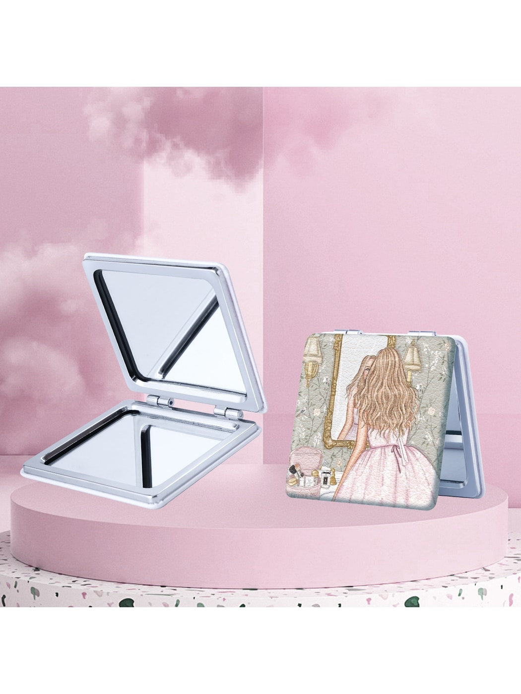 Mirroray - Cartoon Girl Portable Folding Makeup Mirror