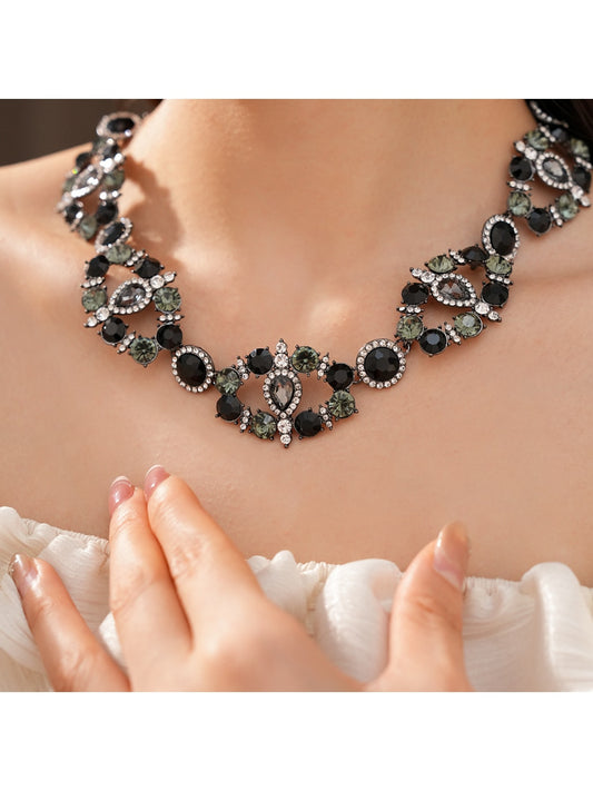 Nozari - Vintage Geometric Rhinestone Necklace