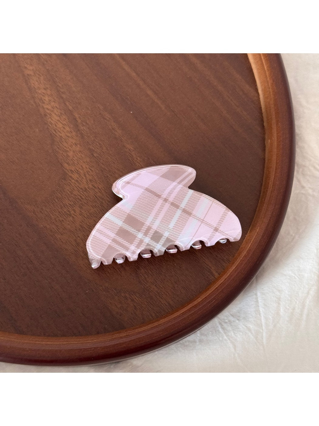 Beau - Glossy Plaid Acrylic Curved Hair Claw Clip