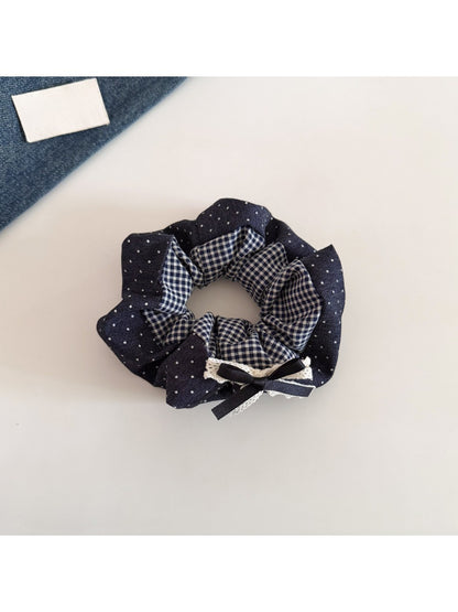 Gifty - Checkered Polka Dot Bow Hair Scrunchies