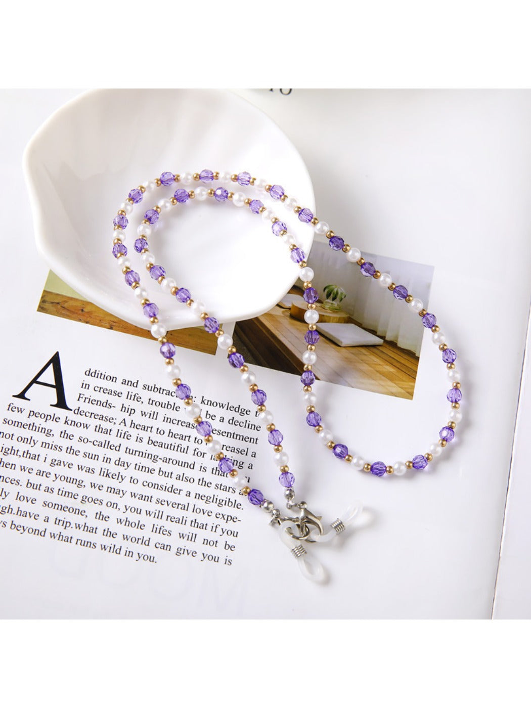 Velra - Elegant Solid Color Beaded Eyeglass Strap