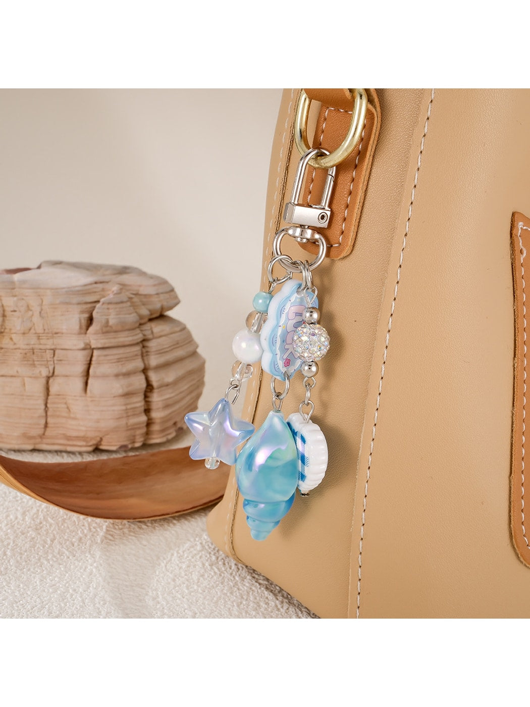 Keypus - Acrylic Conch Gingham Heart Bag Charm Keychain