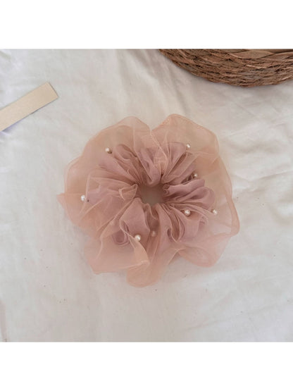 Gifty - Polyester Mesh Ruffled Round Scrunchie Hair Tie