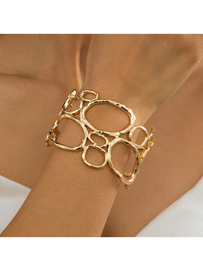 Lovra - Gold Geometric Irregular Open Cuff Bracelet