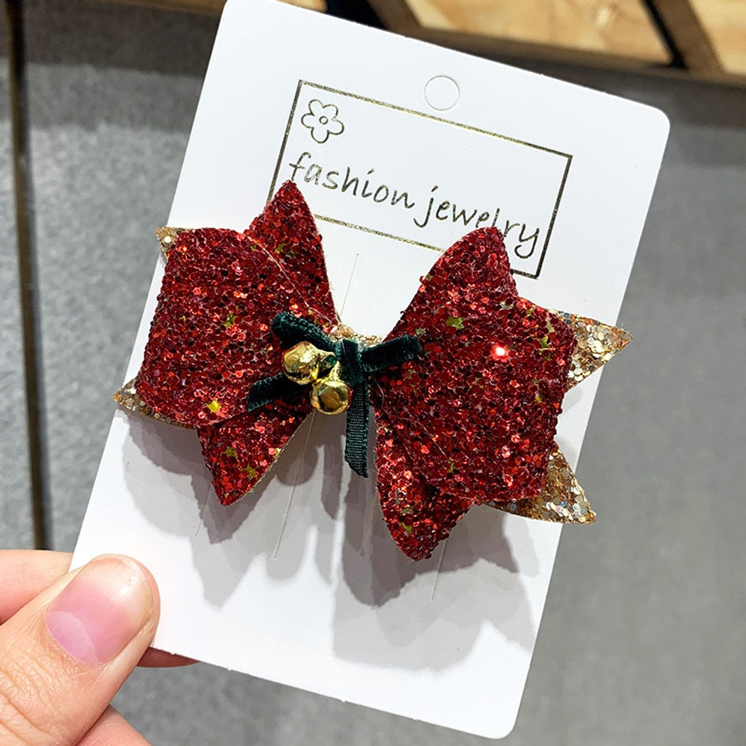 Beau - Christmas Deer Antler Glitter Bow Hair Clip