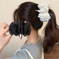 Beau - Polka Dot Mesh Bow Ruffled Banana Clip