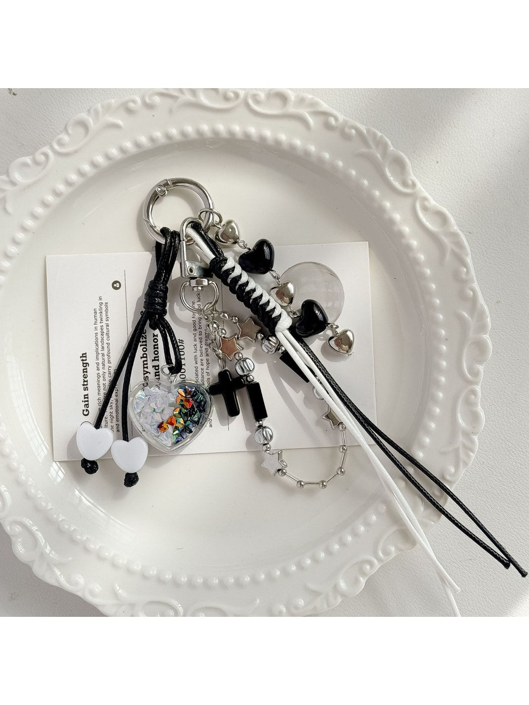 Keypus - Beaded Woven Heart Bag Charm Keychain