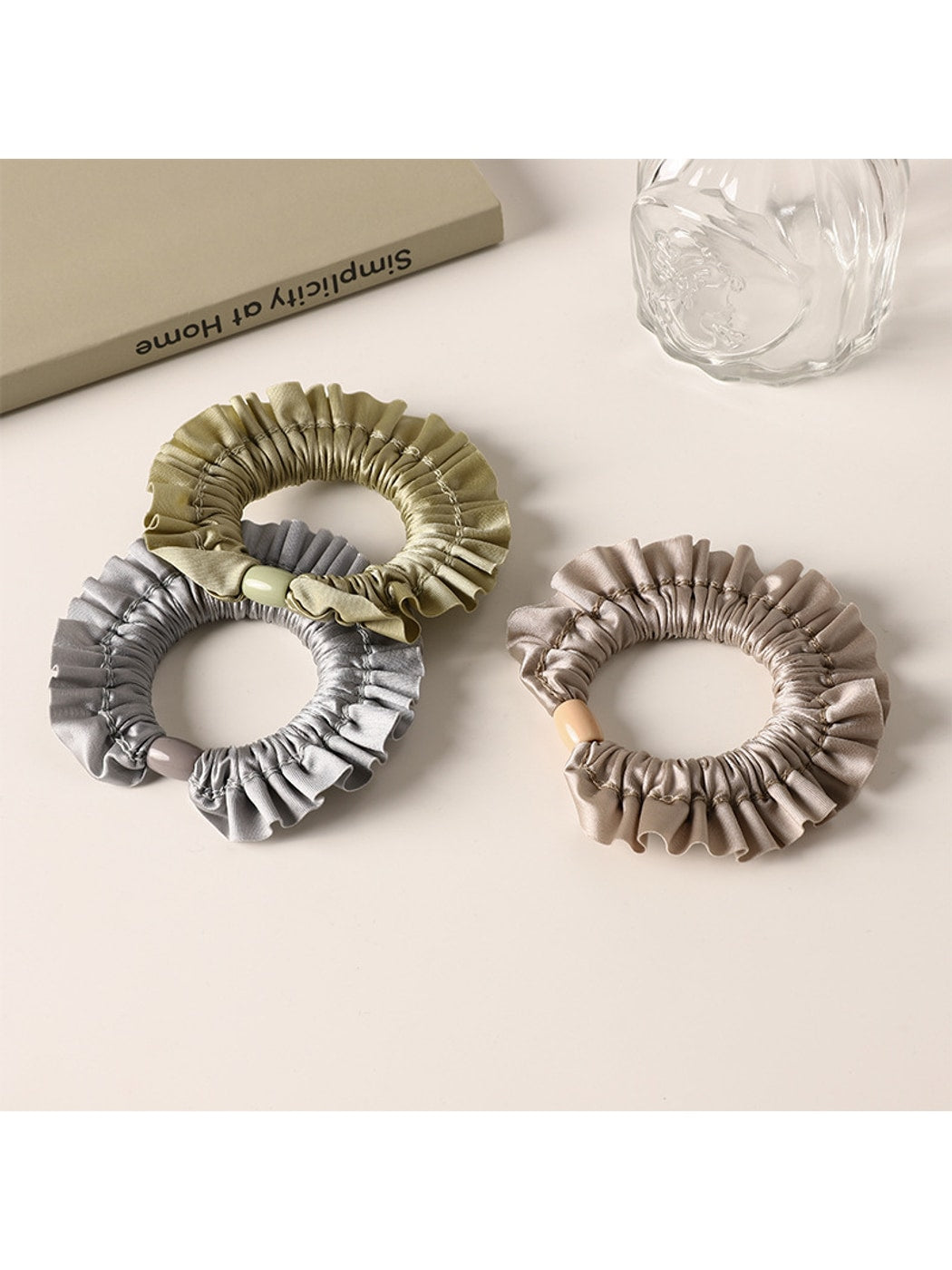 Gifty - Solid Color Satin Finish Ruffle Scrunchie