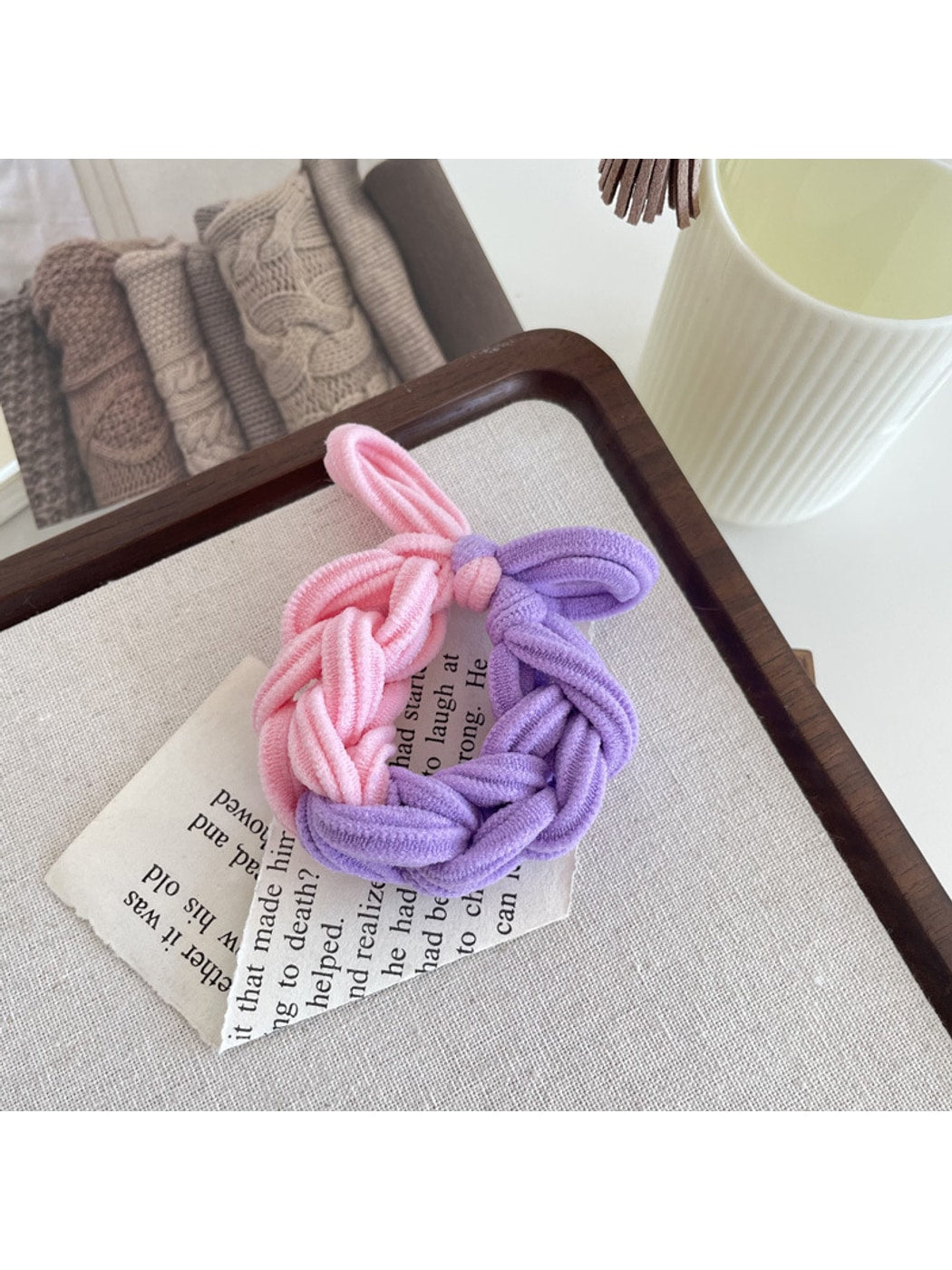 Gifty - Braided Nylon Bow Style Stretch Hair Tie