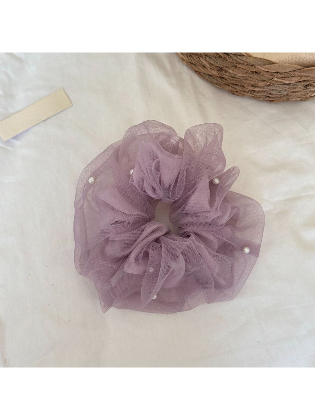 Gifty - Polyester Mesh Ruffled Round Scrunchie Hair Tie