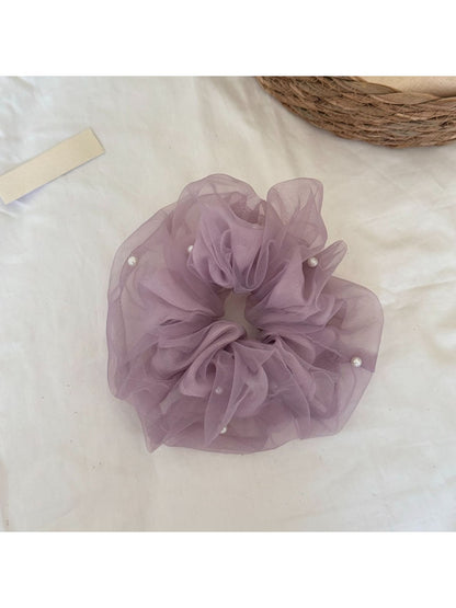 Gifty - Polyester Mesh Ruffled Round Scrunchie Hair Tie