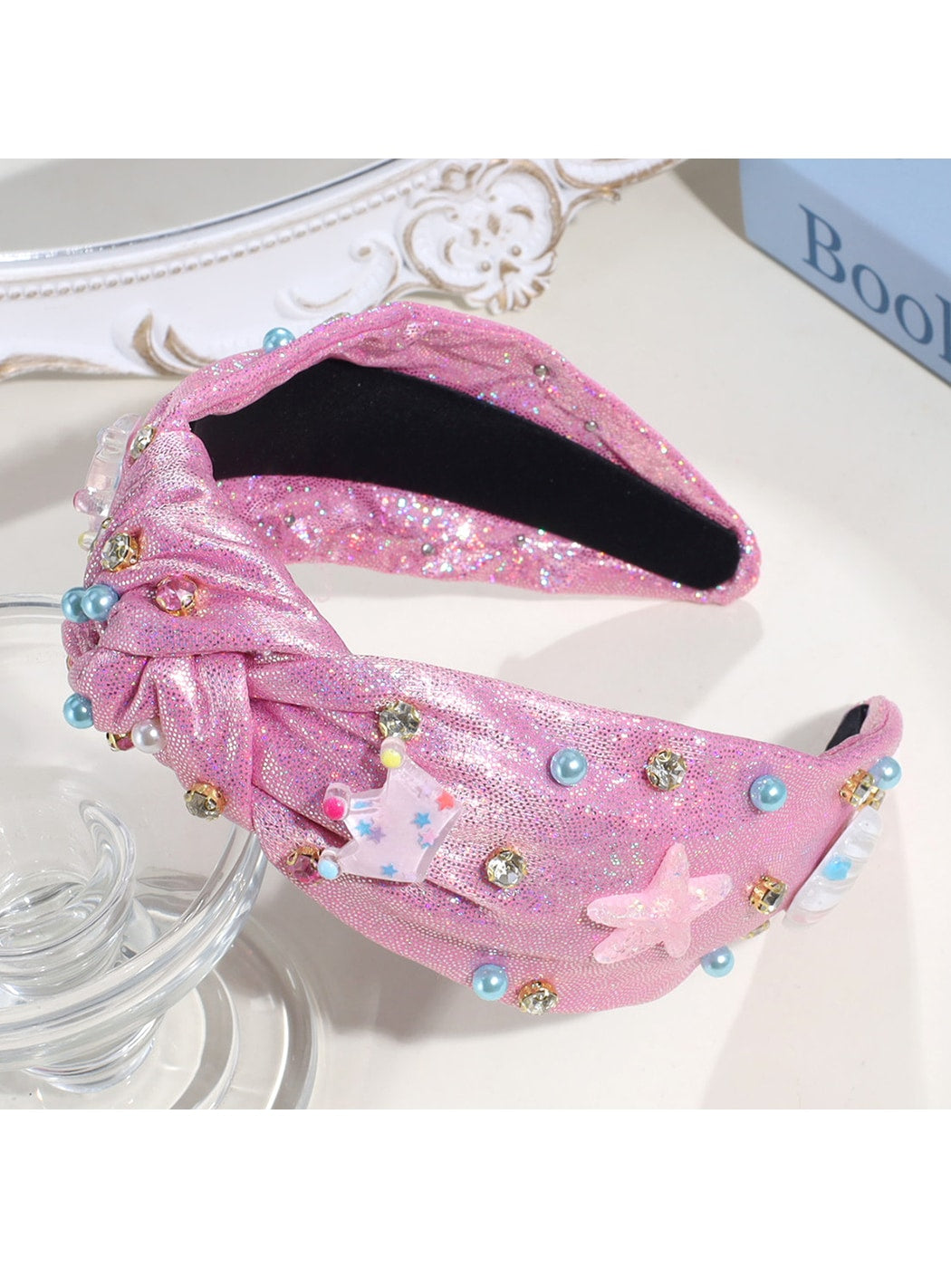 Gifty - Starfish Accent Sequined Wide Knot Headband