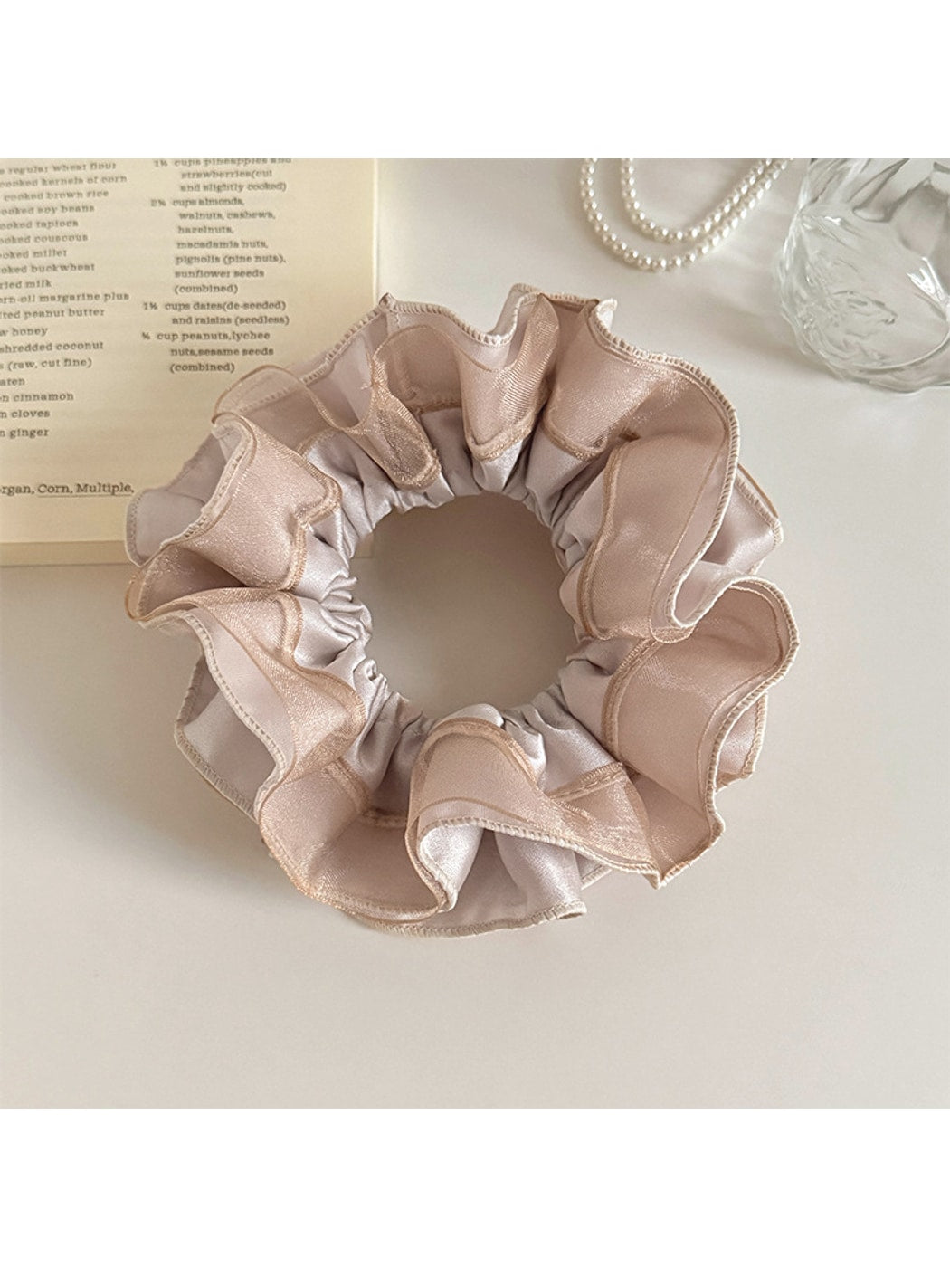 Gifty - Satin Look Mesh Patchwork Ruched Scrunchie