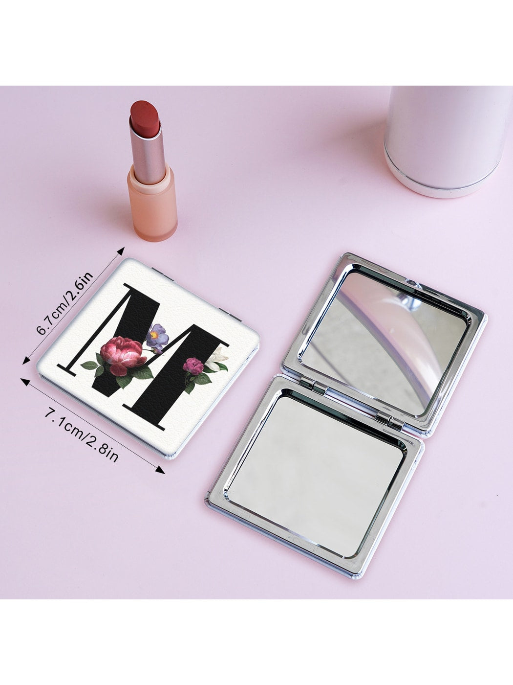 Mirroray - Floral and Letter Print Makeup Mirror