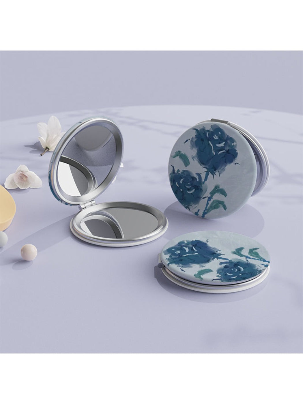 Mirroray - Vintage Round Rose Motif Compact Mirror
