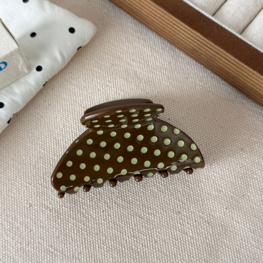 Beau - Polka Dot Fan Shape Acetate Claw Clip