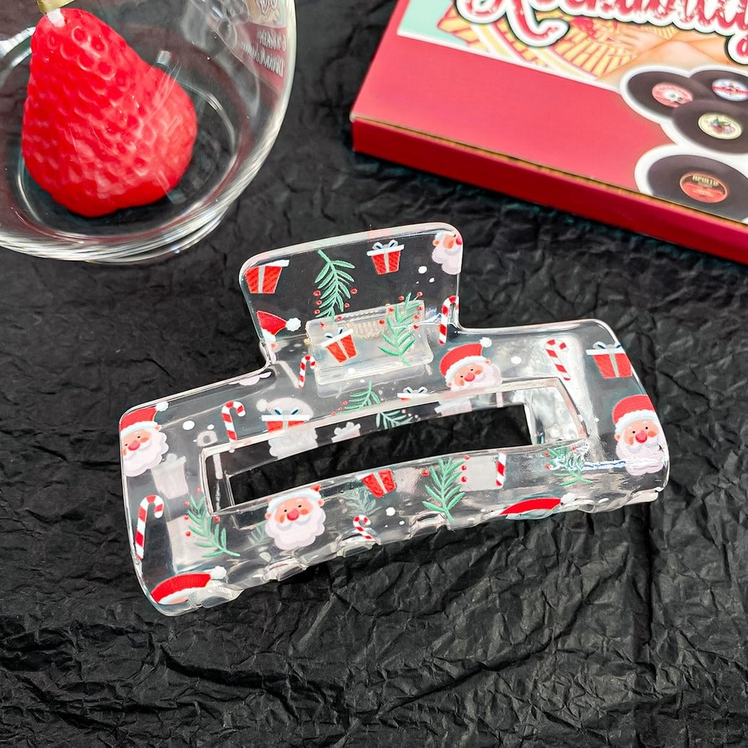 Beau - Christmas Theme Print Openwork Claw Clip