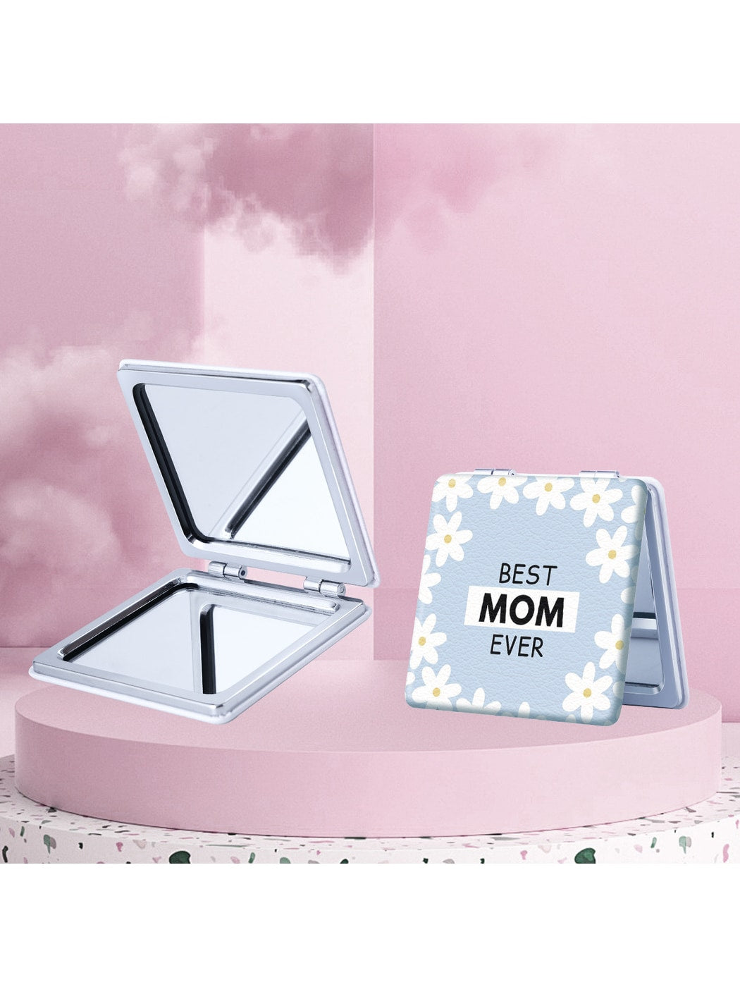 Mirroray - Floral Print Portable Folding Makeup Mirror