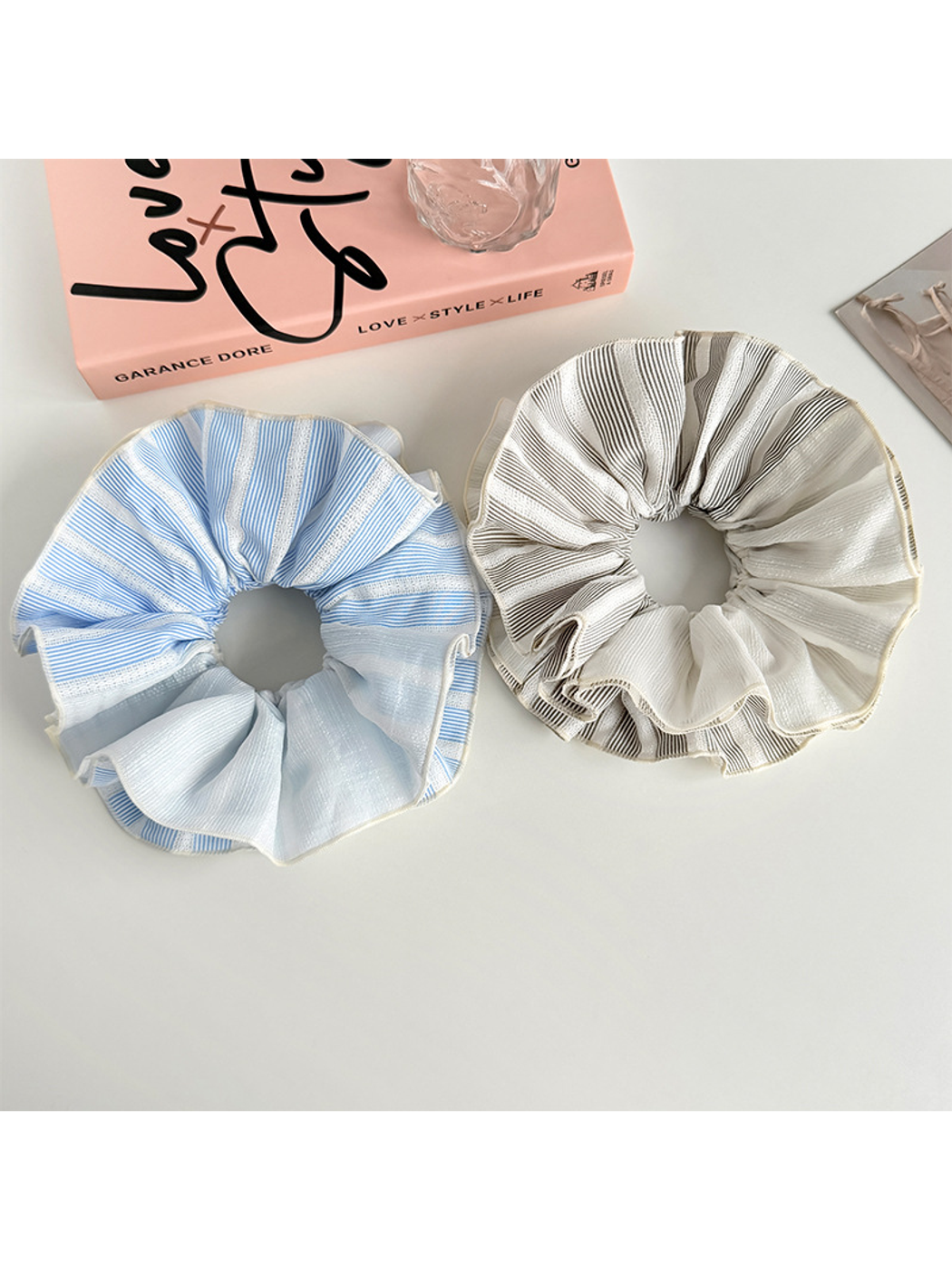 Gifty - Layered Striped Oversized Hair Scrunchie