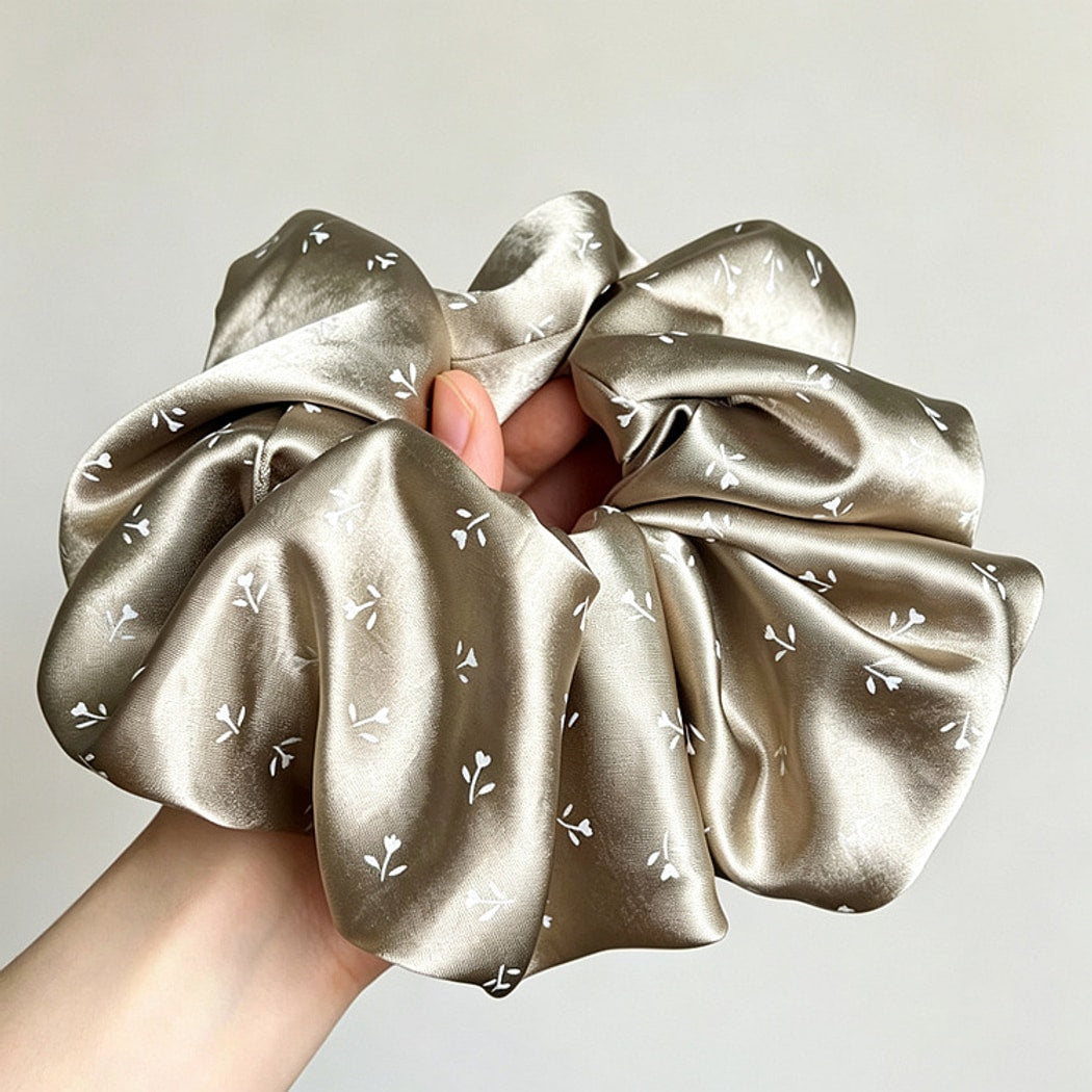 Gifty - Glossy Floral Print Ponytail Hair Scrunchie