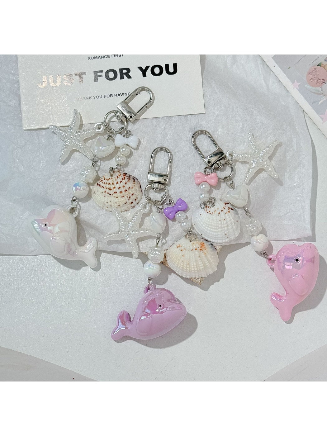 Keypus - Beaded Ocean Whale Accent Bag Charm Keychain