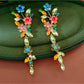 Earedge - Vintage Floral Rhinestone Tassel Earrings