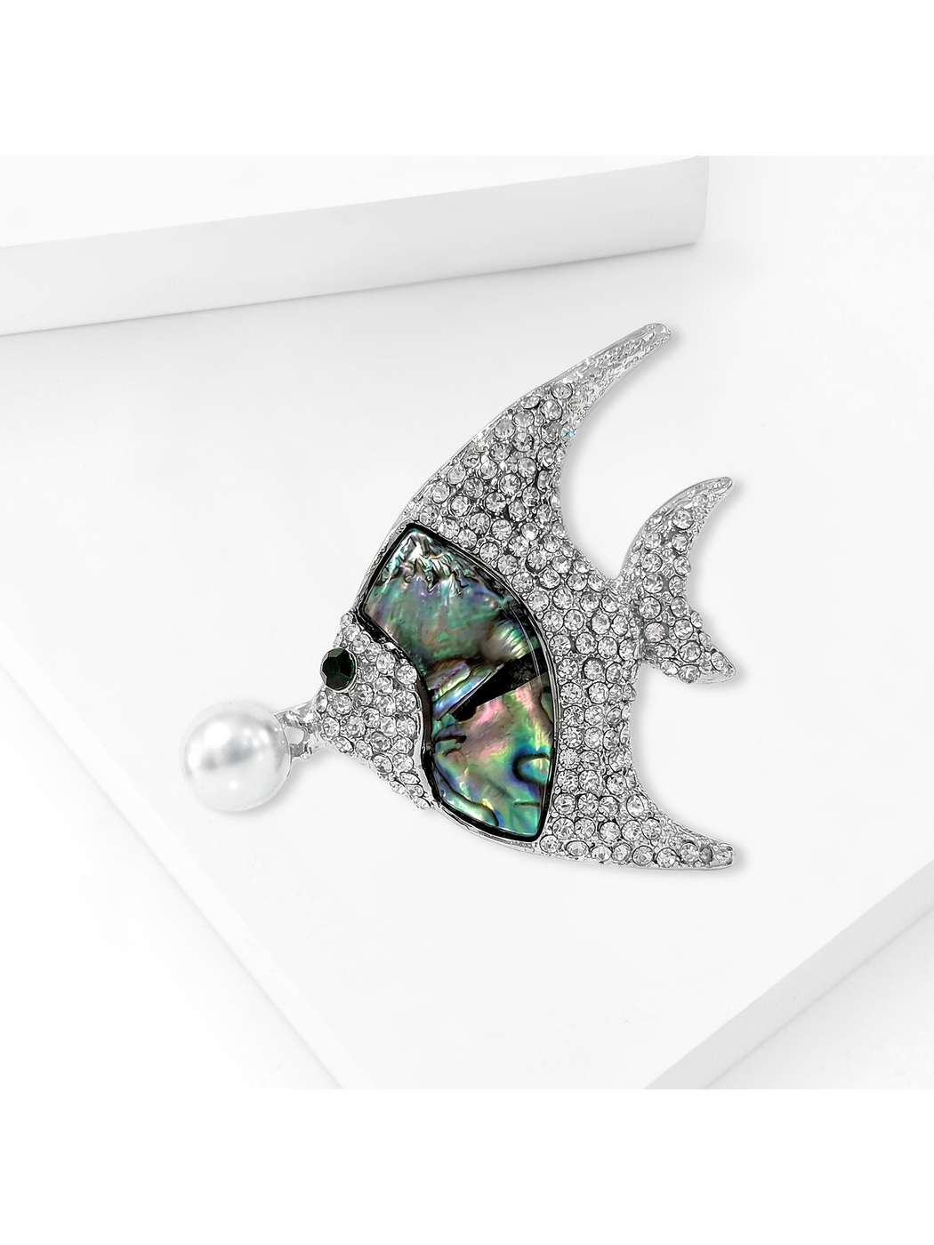 Brovia - Silver Tone Tropical Fish Alloy Brooch Pin
