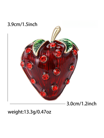 Brovia - Strawberry Rhinestone Accent Alloy Brooch