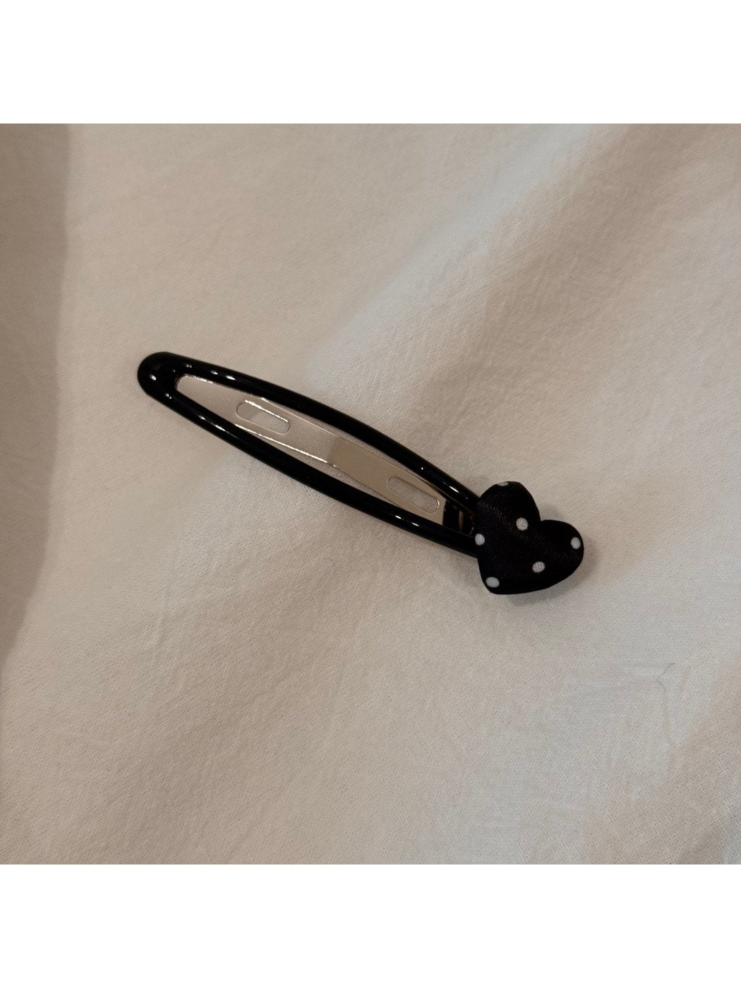 Beau - Polka Dot Heart Satin Finish Fabric Scrunchie