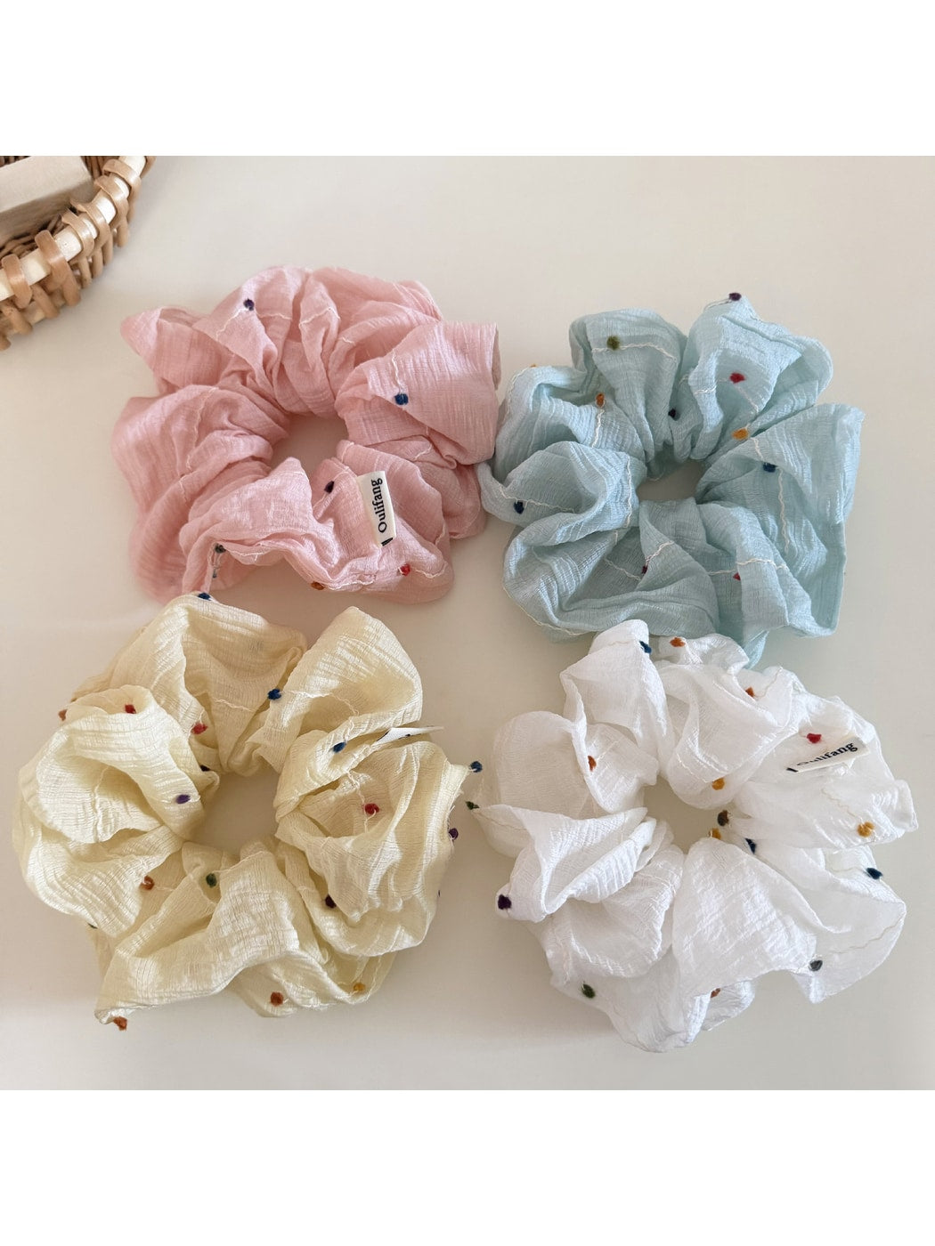 Gifty - Decorative Polka Dot Loose Bun Scrunchie