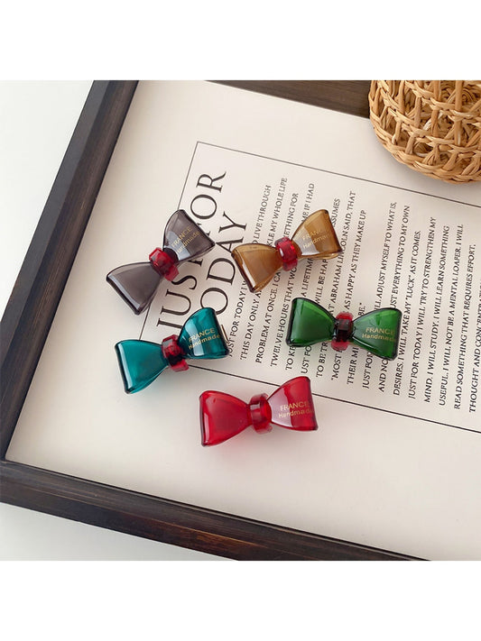 Beau - Glossy Acetate Fiber Bow Accent Hair Clip