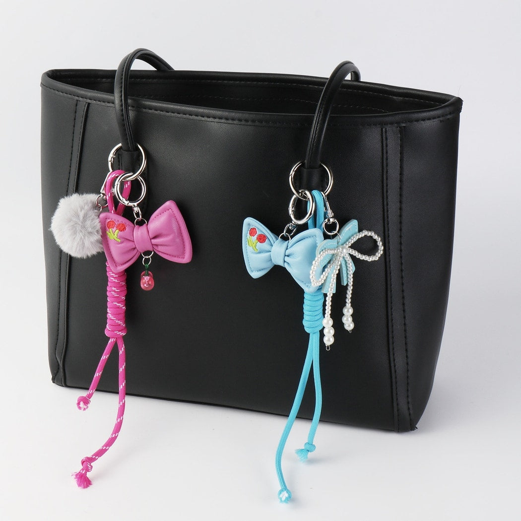 Keypus - Embroidered Bow Cherry Design Keychain