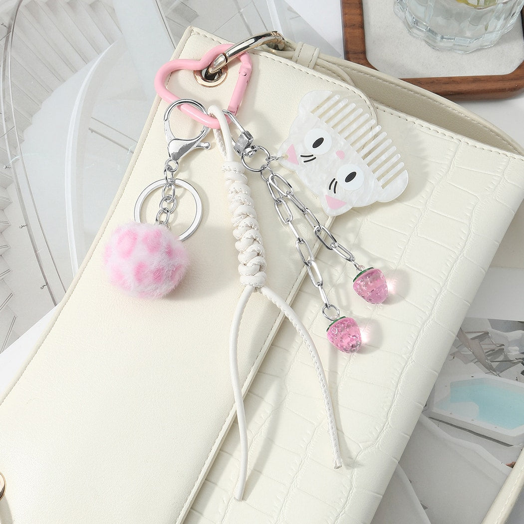 Keypus - Sparkly Cross and Comb Charm Keychain