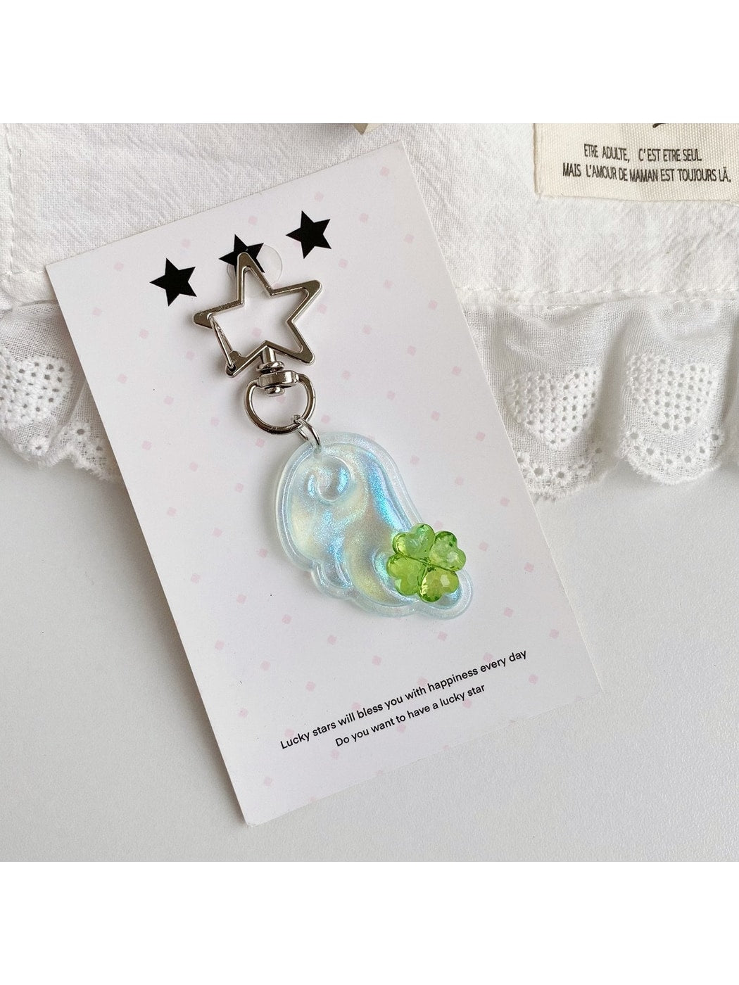 Keypus - Glitter Wing Four Leaf Clover Acrylic Keychain