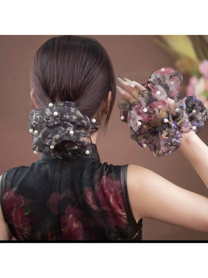Gifty - Polyester Organza Printed Scrunchie