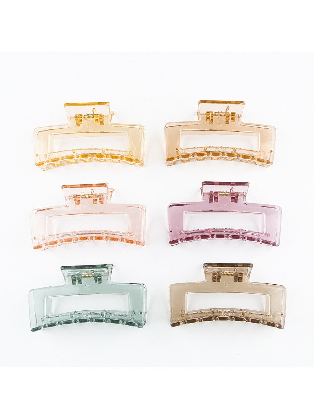 Beau - Clear Solid Color Openwork Square Claw Clip