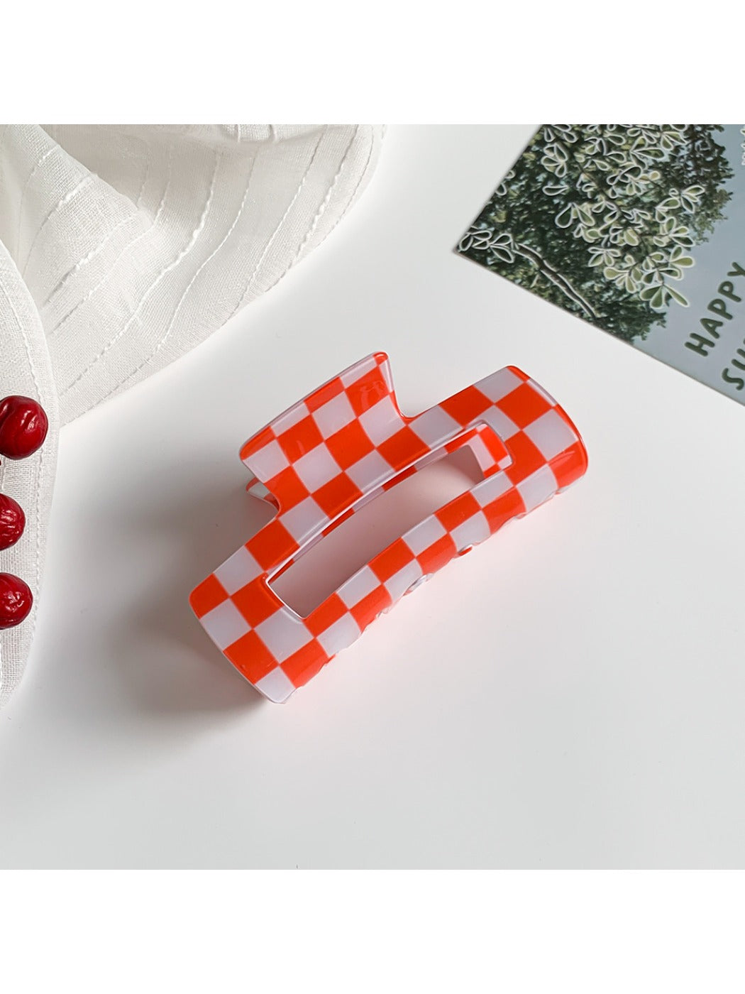 Beau - Checkerboard Macaron Openwork Hair Claw Clip