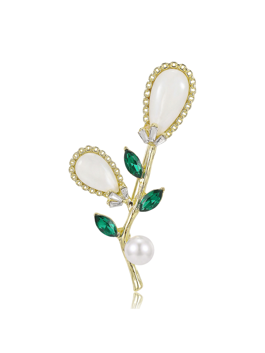 Brovia - Floral Rhinestone Alloy Elegant Brooch Pin