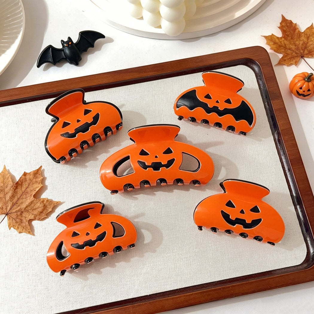 Beau - Glossy Halloween Pumpkin Claw Clip