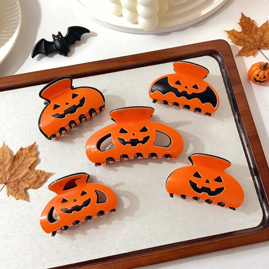 Beau - Glossy Halloween Pumpkin Claw Clip