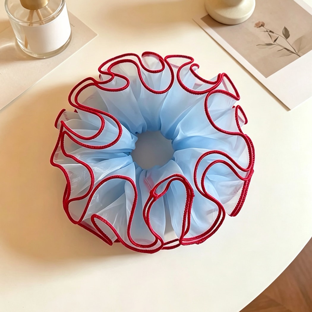 Gifty - Layered Mesh Frill Edge Polyester Scrunchie