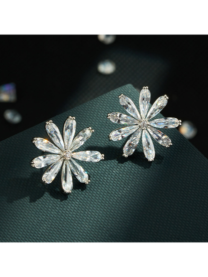 Earedge - Sweet Daisy Flower Stud Alloy Earrings Style