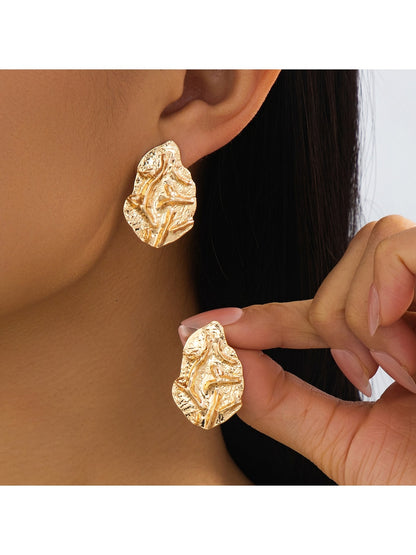 Earedge - Minimal Geometric Textured Alloy Stud Earrings