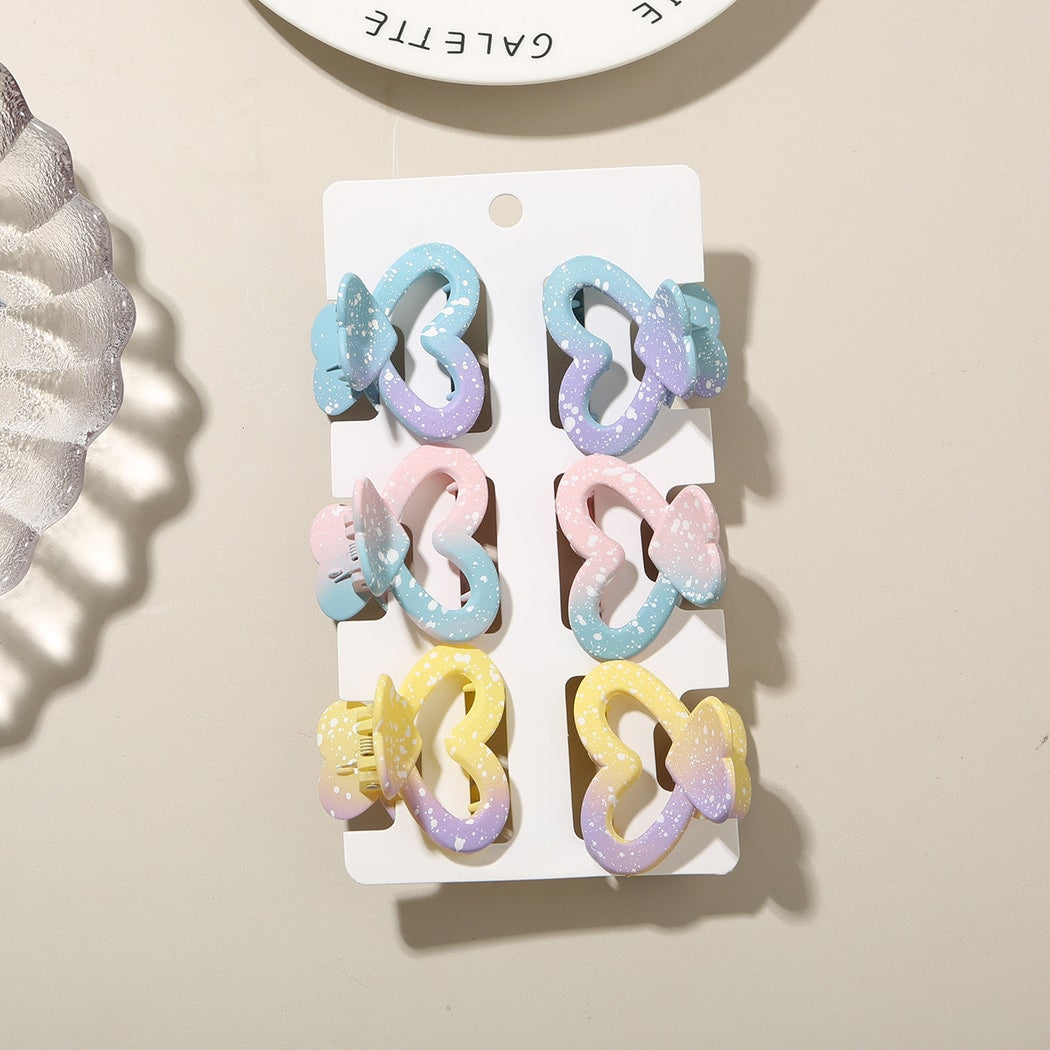 Beau - 6 Piece Heart Design Claw Hair Clips Set